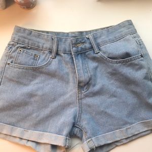 Light wash denim blue shorts